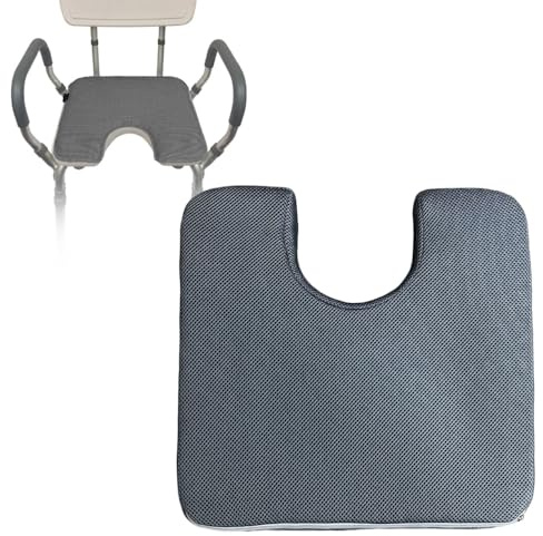 Sittmatta för duschstol – 4D nät mjuk kudde U-formad överföringsbänk dyna badpall vadderad för kvinnor, äldre, funktionshindrade, 38 cm L x 38 cm B x 1,2 H (B)