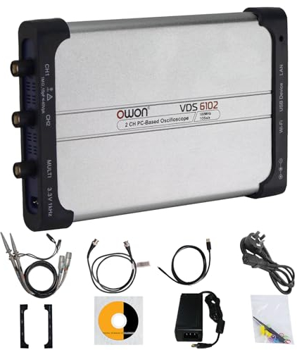 OWON VDS6102 Tragbares PC USB Oszilloskop: 2-Kanal, 100 MHz Bandbreite, 1GSa/s Abtastrate, 8-Bit Auflösung, SCPI Protokoll, Integrierter Signalgenerator