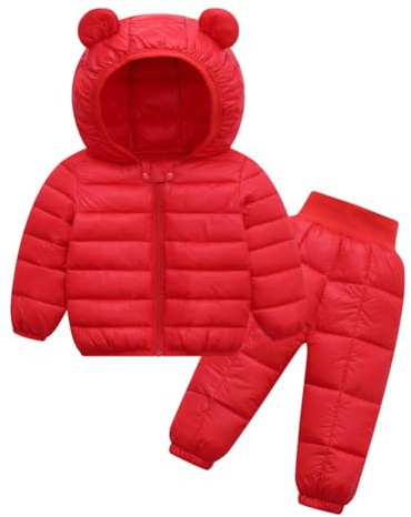 LAVIQK 2 Piece Toddler Winter Coats and Matching Pants Lightweight Puffer Padded Jacket for Baby Infant Outerwear Boys Girls Clothing Set Snowsuit Ski Suit