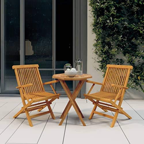 Terrassenmöbel Gartensofa Möbelsets Gartenlounge Set Loungemöbel 3-TLG. Garten-Essgruppe Massivholz Teak