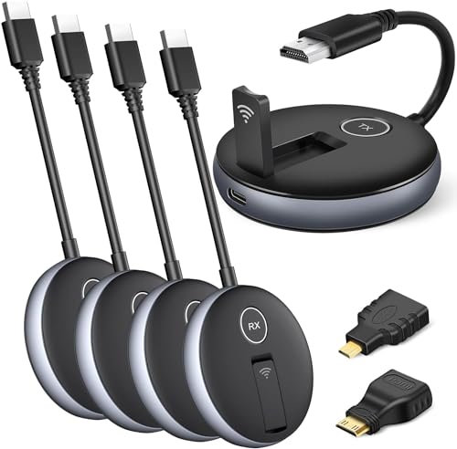 Wireless HDMI G9R Pro- One Transmitter and Four Receivers- Extender Kit, Wirelessly Simultaneous Expansion, 165FT/50M 5.8G/2.4G @60Hz, Plug and Play- Stream Video from Laptop to Multi-TVs/Monitors