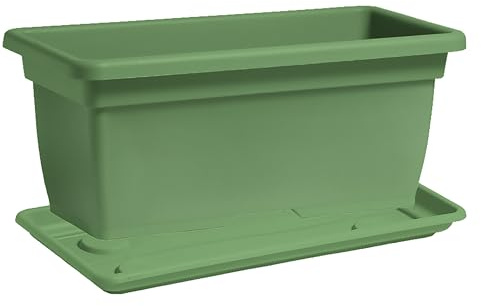 Nicoli vaso fioriera da esterno 80 cm 100 cm in polietilene, con sottovaso, per piante o fiori, vaso rettangolare per balcone, giardino, terrazzo, (Verde, 80 cm 80x40x34)