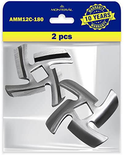 MONTERAL 2 Pieces Mincer Blade with the Original Code AMM12C 180 for Panasonic Meat Grinder Electric - Warranty 10 Years