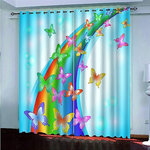 3D Gedruckt Gardine Vorhänge - Regenbogen Schmetterling - Verdunklungsvorhang - Ösen Verdunklungsgardine Polyester Vorhänge Für Schlafzimmer - Kinder Vorhänge-7F7V2F3V5M6