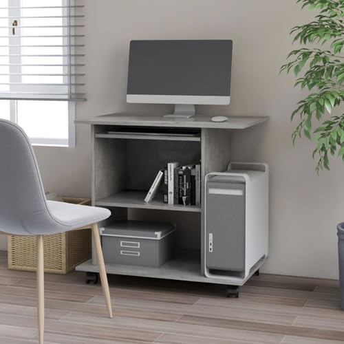 CIADAZ Schreibtisch Betongrau 80x50x75 cm Holzwerkstoff, Gaming Tisch, Computertisch, Computer Desk, Office Table, Bürotisch, Arbeitstisch, Nähtisch, Pc Tisch