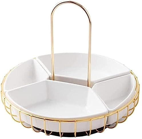 Ensaladera Plato giratorio portátil de cerámica for frutos secos, cesta de frutas, bandeja for aperitivos Hogar y Cocina(Blanc)