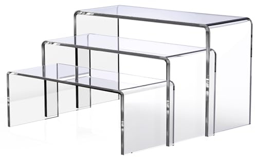 Deefongo 3Pcs Acryl Risers,Acryl Display Riser Stand,Tabletop Display Riser Regal,transparenter Ständer für Schmuck, Funko Pop Figuren,Cupcakes,Sammelobjekte