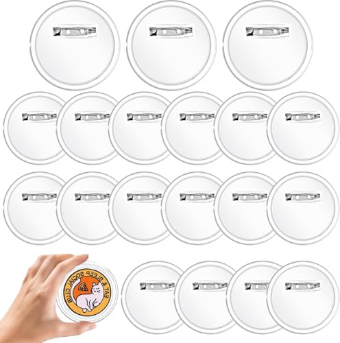 RXKFIGX 30 Stück Buttons Selber Machen Ohne Buttonmaschine,60mm Transparente DIY Ansteckbuttons Set mit Pin Anstecker Selber Machen Button zum Selbermachen für Foto Bild Kleidung Schule