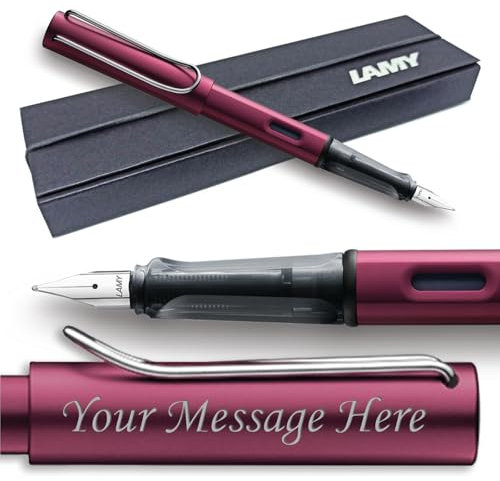 Lamy Al-Star Füllfederhalter, Farbe und Federbreite wählbar (Geschenkbox), Gravur erhältlich (feine Feder, Schwarz-Violett)