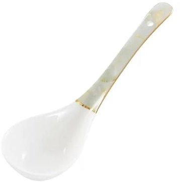FAJNUZI2024 Suppenlöffel Großer vergoldeter Bone China-Löffel, Keramik-Suppenlöffel, Haushaltslöffel mit langem Stiel aus Damaskus Tafellöffel