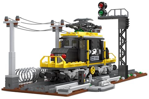 Fuleying Technik City Zug Bausteine Bausatz, 669 PCS Retro Krokodil Dampf Lokomotive Klemmbausteine, Dampf Güterzug Spielzeug, Stadt Güterzug Modell mit Gleis Set für Erwachsene