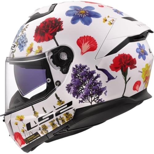 LS2, Integraler Motorradhelm STREAM II FLOWERS Gloss White, M