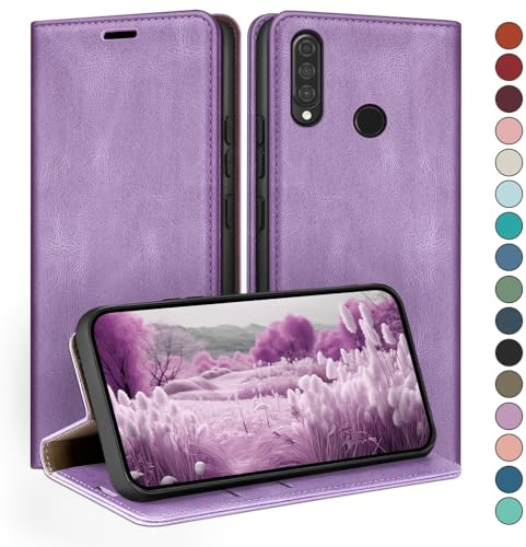 HUOUH für Huawei P30 Lite Hülle mit RFID Schutzhülle aus Lederhülle Handyhülle,Kartenfach Leder ständer Handy hülle,360 Grad Schutz Cover für Huawei P30 Lite Klapphülle Wallet Case Flieder Lila