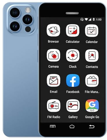 Hipipooo Mini Smartphone, Piccolo Telefono 4G Sbloccato, 2,95 Pollici, Doppia SIM, Batteria 1400mAh, Fotocamera da 2 MP+5 MP, Telefono per Bambini Android 9, Telefono di Backup 2 GB+16 GB (S18-Blu)