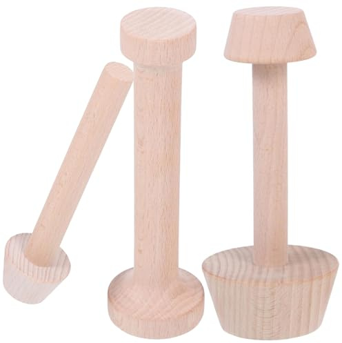 HCJspring Wooden Tart Tamper Tool, Wooden Egg Tart Mold Set (3Pcs), Double Side Pie Pastry Dough Tamper Egg Tarts Pan Mold DIY Tool for baking mini-pies cookie tassies pastry Cheesecakes