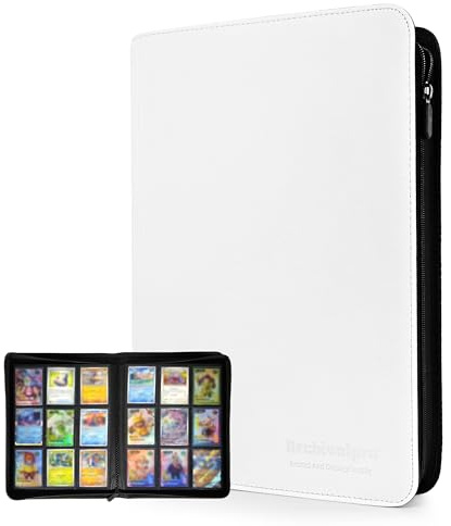 ARCHIVALPRO Carpeta de 9 bolsillos/páginas de 20 páginas, colección de tarjetas de intercambio premium, carpeta de cuero, capacidad para 360 tarjetas, álbum de tarjetas con doble cara (blanco)