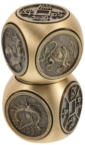 minkissy 2pcs Antique Brass Handheld Spinner Dice Set Unique Retro Fidget Toy for Office Gaming and Massage Use Vintage Metal Cool Desk Gadget