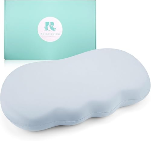 Royalisneeo Cuscino cervicale in lattice, ergonomico, curvo in lattice, per chi dorme sul fianco, aiuta ad alleviare il dolore a spalle e collo, traspirante, altamente flessibile