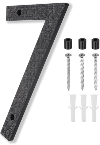 PATIKIL 10 Inch Numéro De Maison, Panneau D'Adresse De Maison Grand Numéro Flottant Moderne Avec Vis Pour Porte Extérieure Mur Rue, Noir, 7