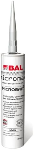 BAL Micromax3 Grout Effect Sealant Suitable For Wall and Floor Matt Finish Tile Silicone Anti Mould Sealer 310ml - White