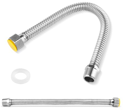 Edelstahl Wellrohr 3/4 Zoll Panzerschlauch Flexschlauch G3/4 DN20 Flexrohr Ausziehbar Wellrohr 40cm Universelles Edelstahlwellrohr mit Gummidichtung Flexrohr für Heizung, Hauswasserwerk, Solar, Klima