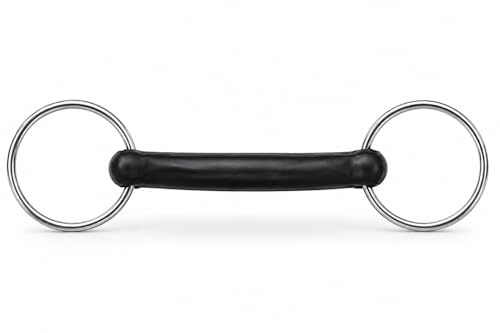 ACES SPORTS Flexible Rubber Mouth Snaffle Bit 5.5 inches, Stainless Steel Rings