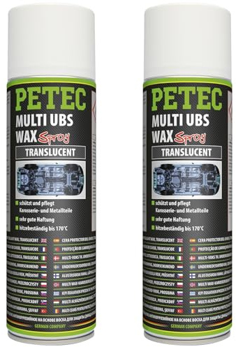 PETEC 2x 73450 Unterbodenschutz (500 ml) | 2x 73450, 500 Ml, Multi Ubs Wax Spray, translucent