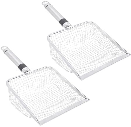 Fabater Katzenstreuschaufel, Edelstahl-Mesh-Schaufel mit Einzigartigem Feinmaschigem Design für eine Sauberere Umgebung, Langlebige Streuschaufel mit Exquisiter Verarbeitung, für Katzen, 2 Stück