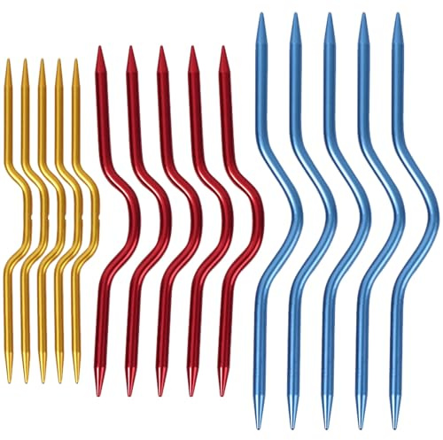 15 Stk Zopfnadeln zum Stricken, Zopfstricknadeln, Stricknadel Set, Zopfmusternadel für Pullover, Strickzubehör, Aluminium Pullover Stricken Werkzeug