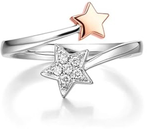 Epinki Bicolor 9 Karat Hochzeitsband Echt, Klassiker Verlobungsring Labor Erstellt Diamant (Rundschliff, Weiß), Ring Au375 Gold, Gr.57 (18.1)