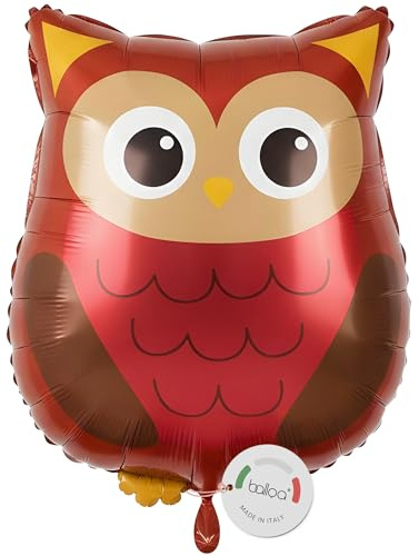 balloa Folieballong XXL Uhu, heliumballong med skogsdjursdekor, luftballong med ugluva-motiv för barnens födelsedag, present till skogsfödelsedag, festdekoration Woodland djurballong för naturtemafest