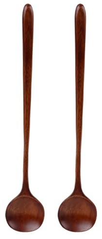 EXCEART Cucchiaio di Legno Lucidato 28 Cm Set 2 Pezzi per Mescolare e Servire Zuppe e Stufati Manico lungo Antiscottatura Utensili Cucina per Uso Domestico e Professionale