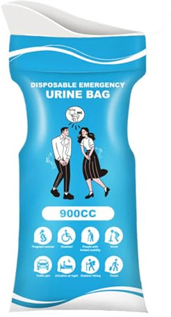 Bärbar urinoar – 900 ml urinpåse | Engångstoalett för bilresor och nödsituationer – absorberande gelteknik för män kvinnor gravida kvinnor, resetillbehör för bil och utomhus, läckagesäker, 12 st