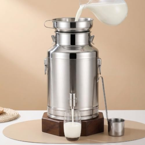 Jarra Lechera de Acero Inoxidable 304, Bidón Dispensador de Agua con Grifo | Cubo Hermético de Almacenamiento para Líquidos, Recipiente Multiusos Portátil ideal para Camping(With Spigot,5L)
