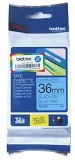 Brother TZ561 Schriftbandkassette 36mm x 8m blau auf schwarz laminiert für P-touch series