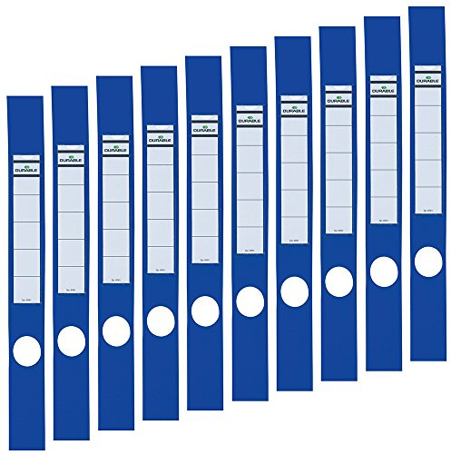 Durable Ordofix Ordnerrückenschilder (selbstklebend, mit Loch, dünne Ordner) Beutel à 10 Stück, blau, 809106