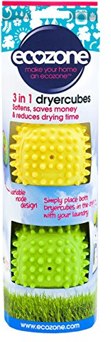 Ecozone Dryer Cubes, 2 x 3-in-1 Square Shaped Rubber Tumble Dryer Machine Laundry Balls, Softens Clothes & Reduces Drying Time, Vegan & Non Toxic Eco-Friendly, Energy Saving – Set of 2