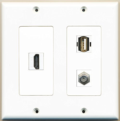 RiteAV - 1 porta HDMI 1 porta cavo coassiale TV- tipo F 1 porta USB A-A - 2 prese piastra da parete