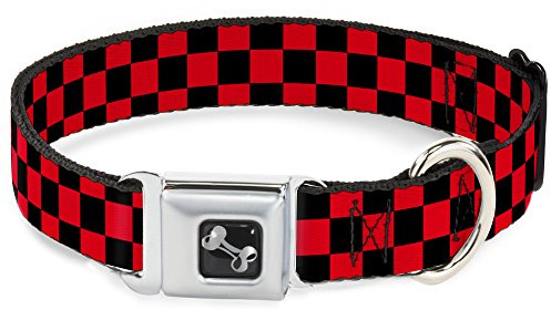 buckle-down dc-w30355-ws cintura di sicurezza collare largo, piccolo, Checker Black/HT rosso