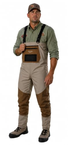 Caddis Wading Systems Men's Attractive 2-Tone Tauped Deluxe Breathable Stocking Foot Wader, Medium(DOES NOT INCLUDE BOOTS), tan/copper (CA12901W-M)