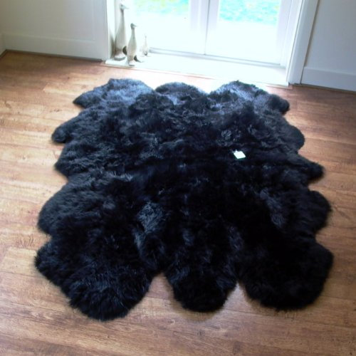 Tappeto in pelle di pecora – grande nero Octo pelle di pecora – 185 x 185 cm
