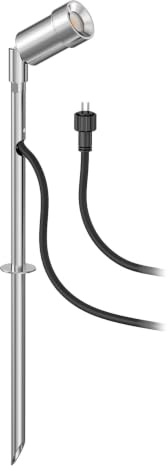 ledscom.de Kleiner LED Gartenstrahler mit Erdspieß SPICO für außen, IP44, aluminium, warmweiß