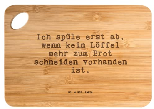 Mr. & Mrs. Panda Bambus - Schneidebrett Ich spüle erst ab,... - Geschenk, erste eigene Wohnung, lustige Sprüche, Holzbretter, Schneidebrett Holz,