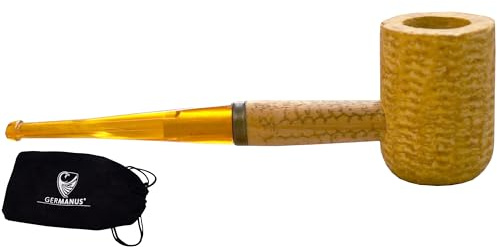 GERMANUS Original Corncob Pfeife - Classic, Gerade - Tabakpfeife inkl. Pfeifenbeutel