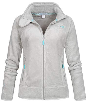Geographical Norway Upaline Lady - Fleece Fine Frauen Warm Fermetur Zip - Jacke Herbst Winter Frühling Warm Frauen - Long Sleeve Pullover Pelz Weich Komfort Outdoor (Hellgrau M-Größe 2)