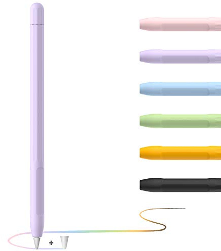 YINVA Apple Pencil Hülle Apple Pencil Case, Silikon Schön Weicher Stift Grip Griff mit Ladekappe Kappe und Pen Nib Spitze Schutzhülle (1.Generation, lila)