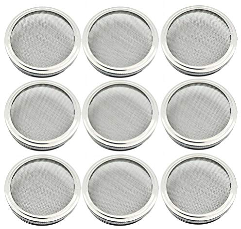 BESTonZON Sprossengläser Deckel Edelstahl Keimglasdeckel 86mm 9 Stücke Keimdeckel Siebdeckel für Gläser Einmachglas Wachsende Sprösslingen Samen Keimgerät Sprossensystem Sprossenzucht