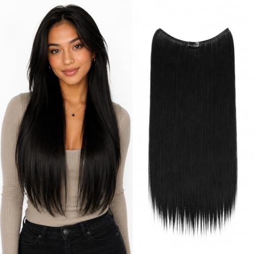 CAISHA 50cm Extension Gummiband Haarverlängerung Schwarz E101