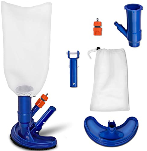 tillvex Pool Bodensauger Set | Poolsauger mit Saugbürste Auffangsack Gartenschlauch-Anschluss Sauger | Venturibodensauger Reinigungsbürste