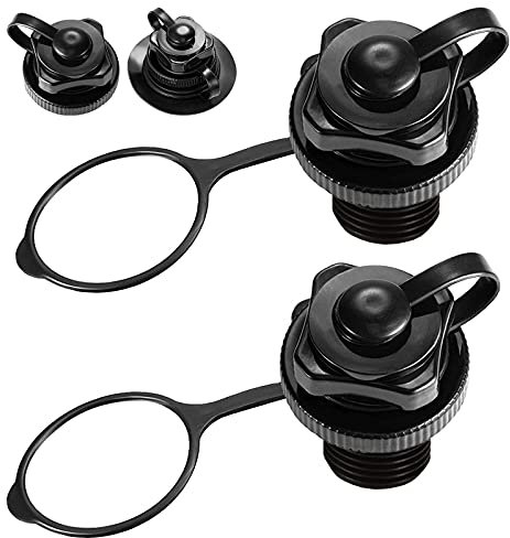 Acehome 2 Pcs Inflatable Boat Air Valve, Boston Spiral Air Plugs Quick Inflate & Deflate Screw Nozzle Cap Anti-leakage Bungs Replacement for Kayak, Dinghy, Airbeds, Hot Tub, Raft, Pool Boat-Black